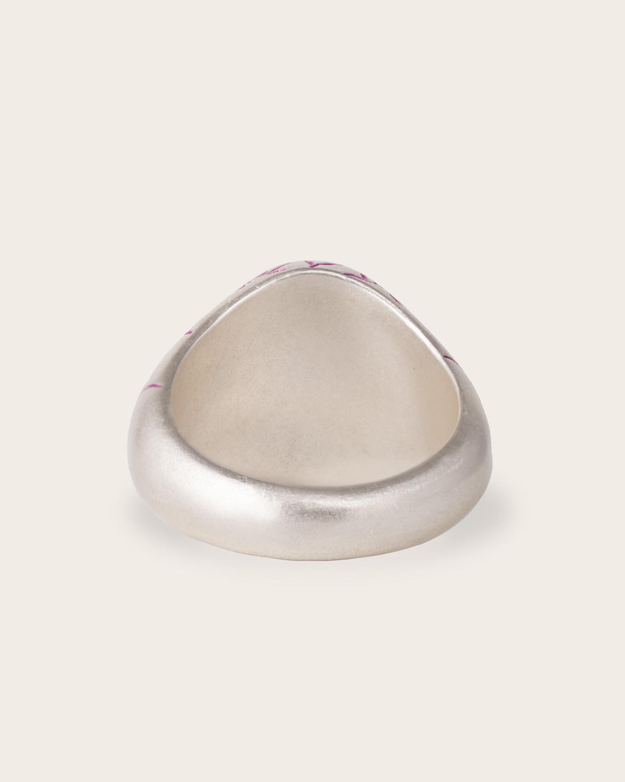 PURPLE HEART SIGNET RING IN SILVER