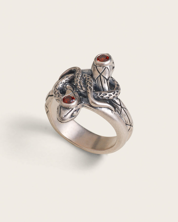 SNAKE GEMSTONE RING IN SILVER