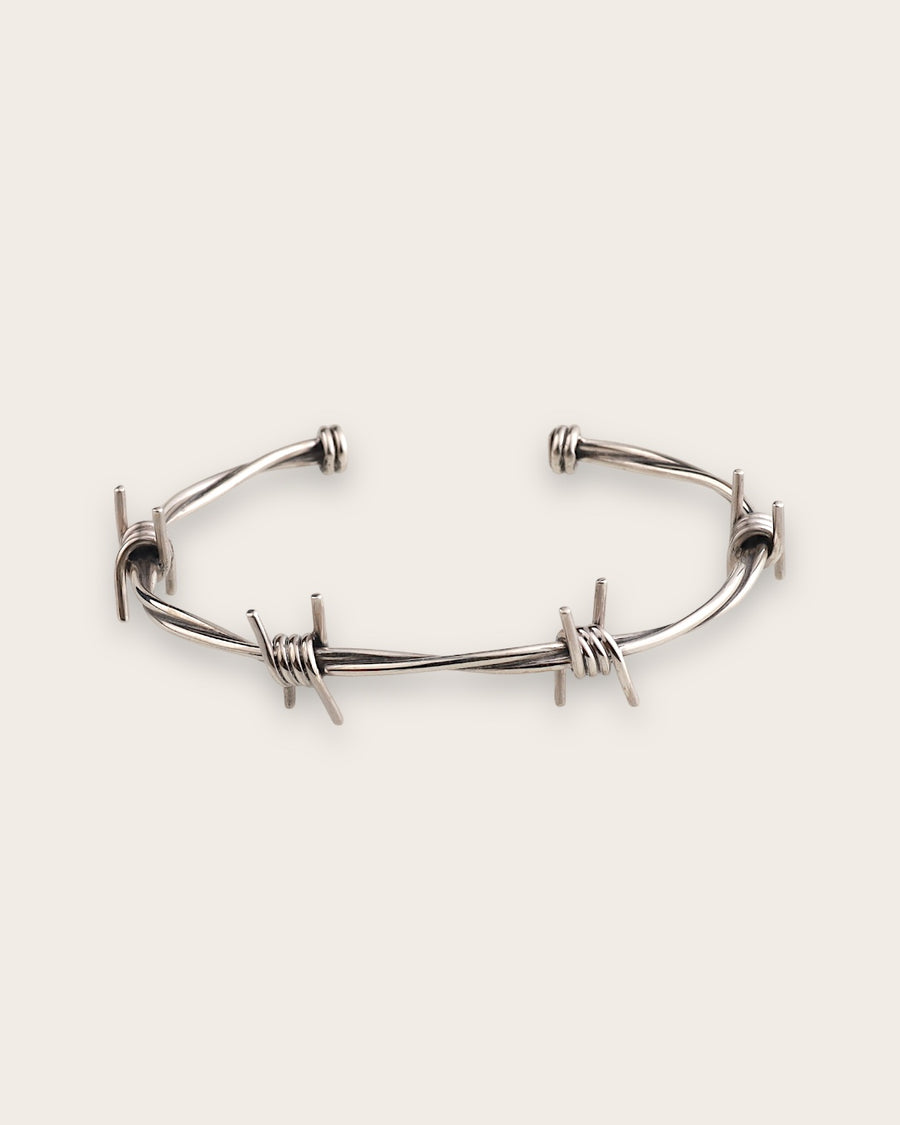 BARB WIRE CUFF IN SILVER