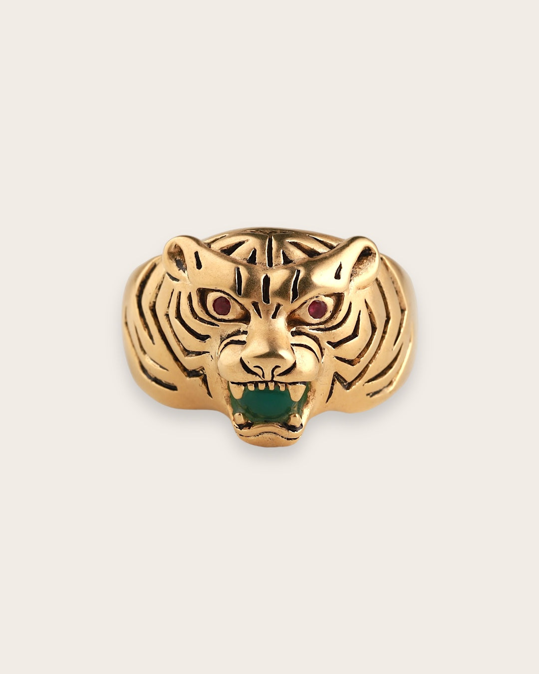 TIGER GEMSTONE & RUBY RING IN GOLD