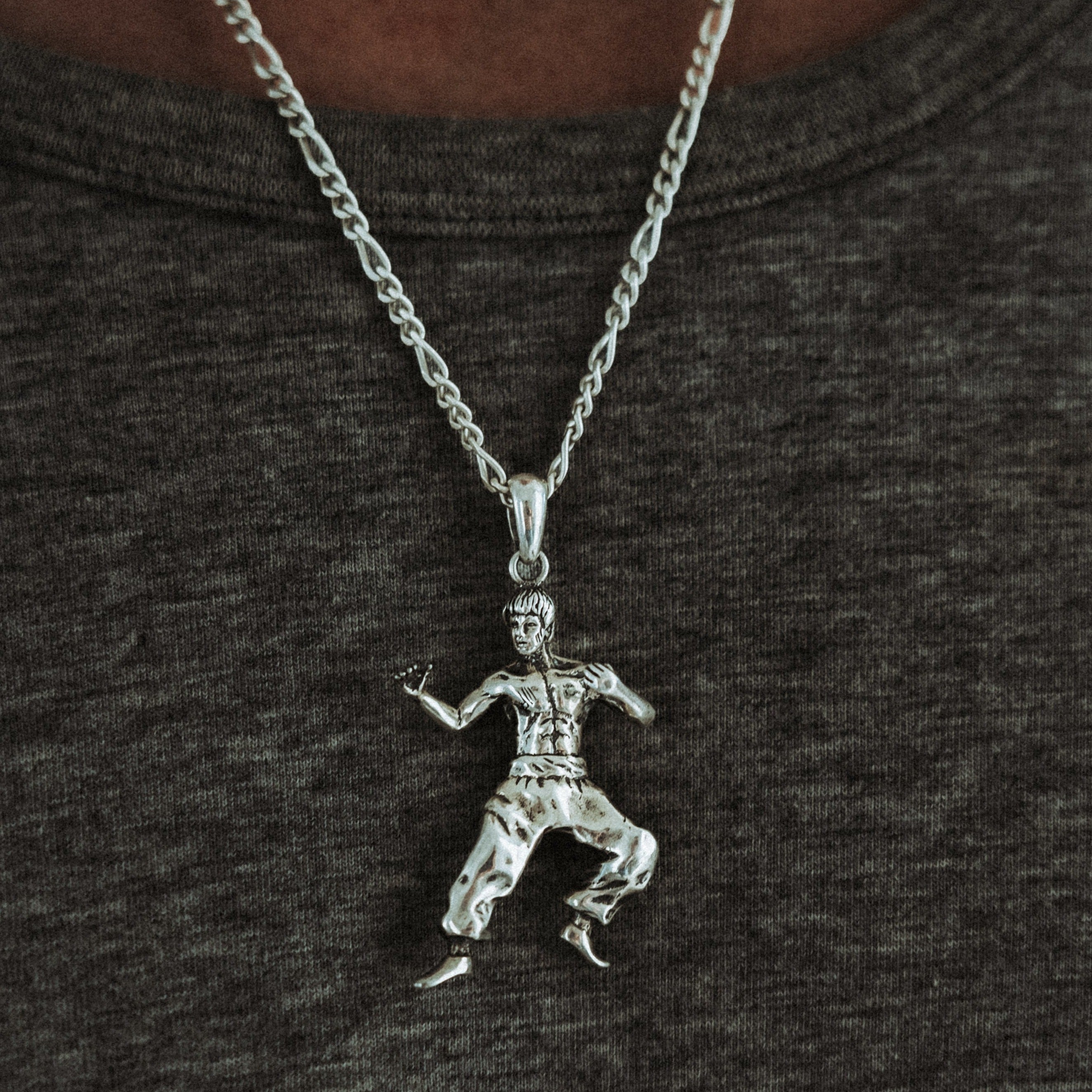 BRUCE LEE PENDANT IN SILVER