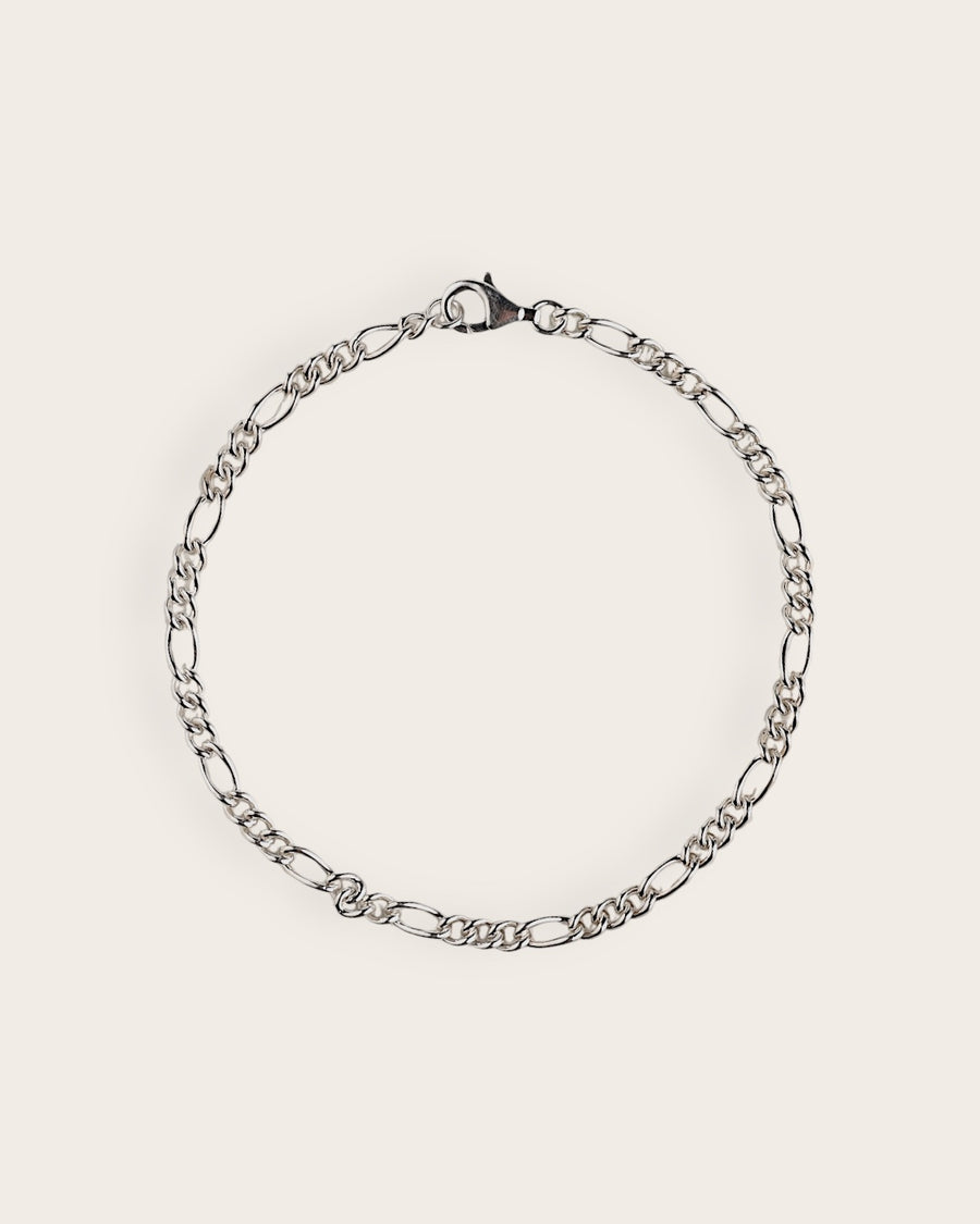 SILVER FIGARO CHAIN BRACELET 1MM