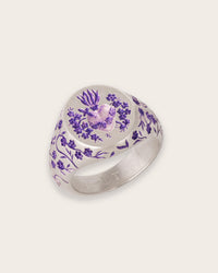 PURPLE HEART SIGNET RING IN SILVER