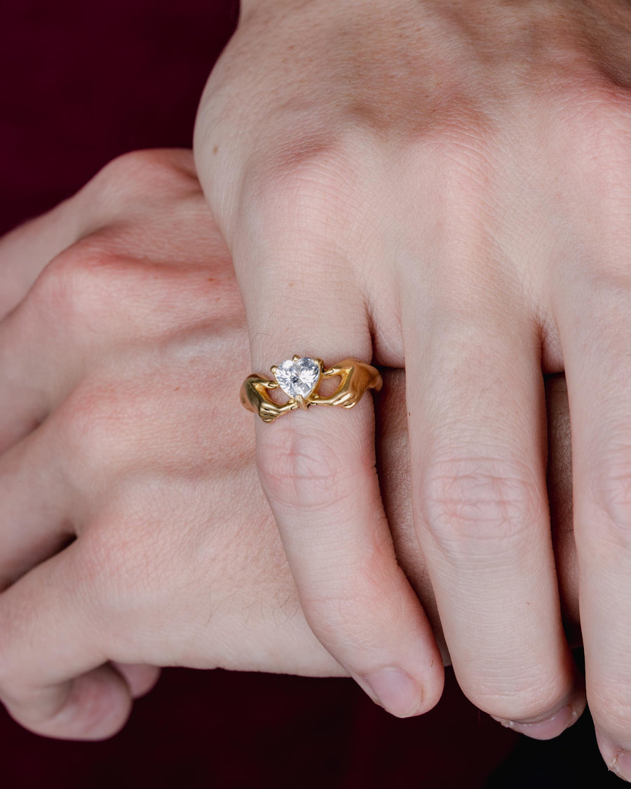 BLUE STONE HAND RING IN GOLD