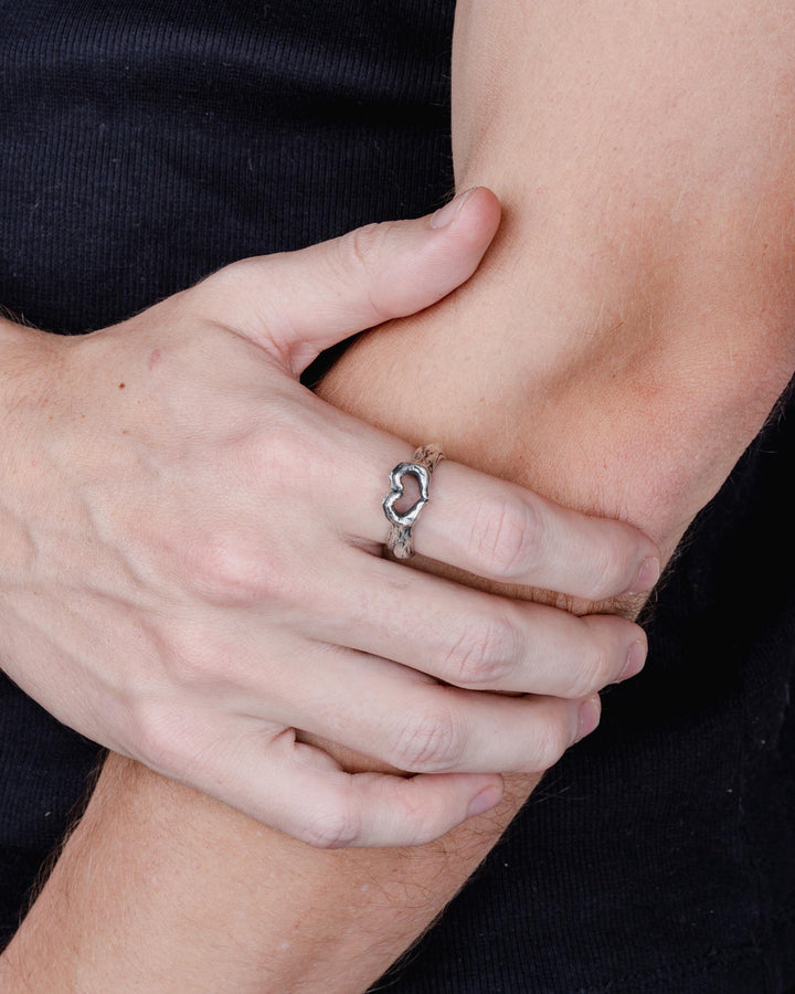 HEART EMOJI RING IN SILVER