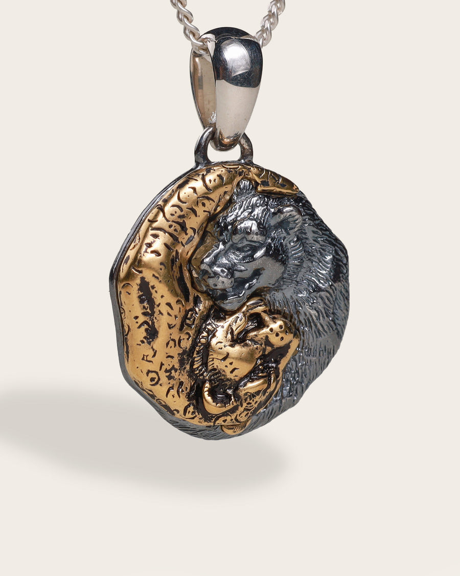 YIN-YANG TIGER NECKLACE IN GOLD & SILVER