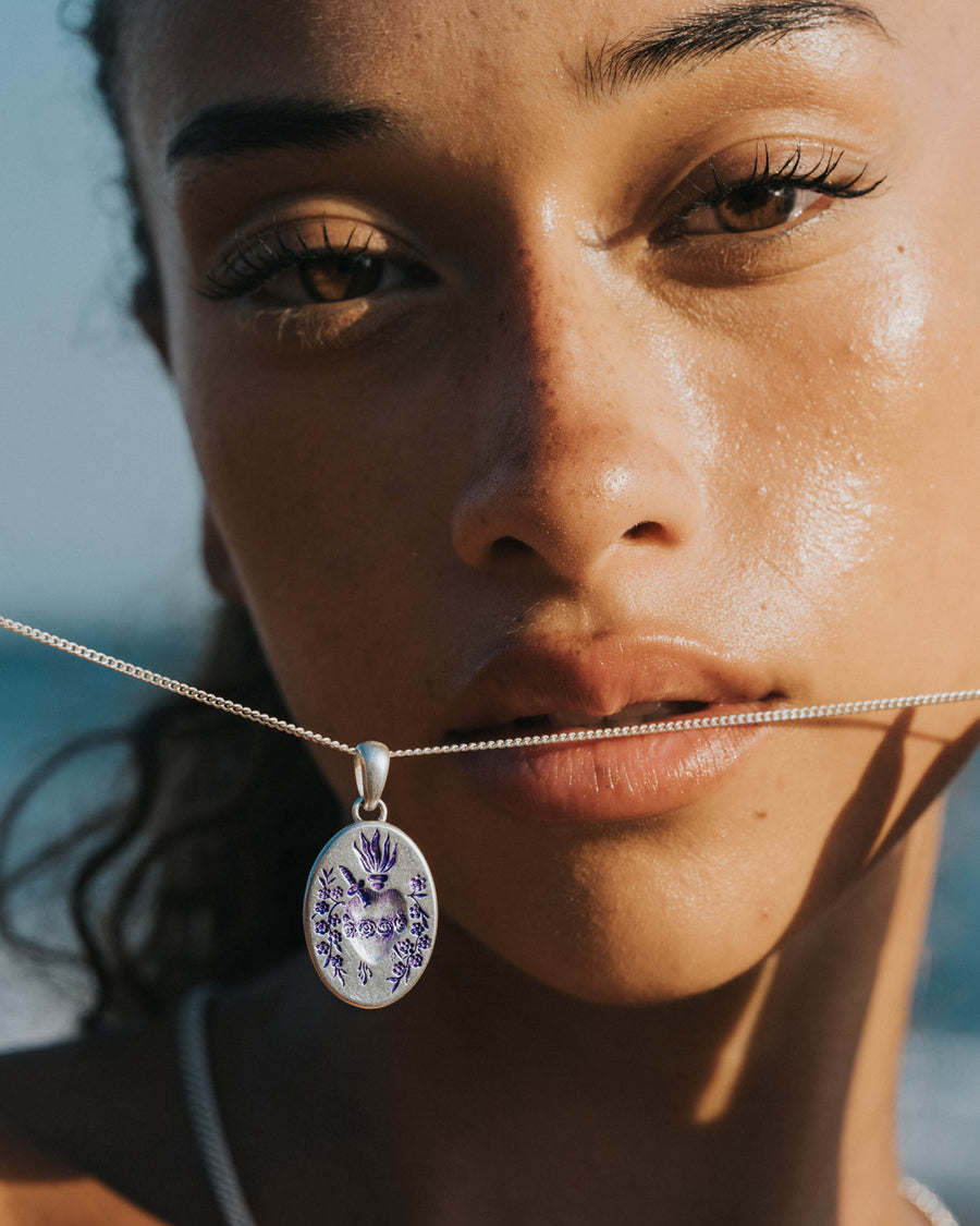 PURPLE HEART PENDANT IN SILVER