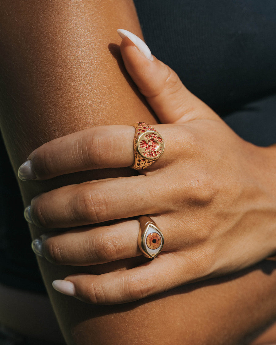 BROWN EYE RING IN GOLD