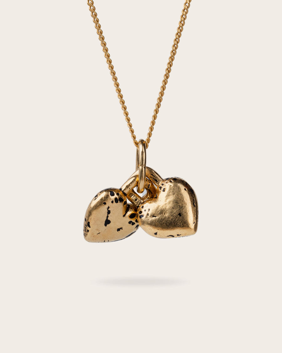 TWO HEART LOCK PENDANT IN GOLD