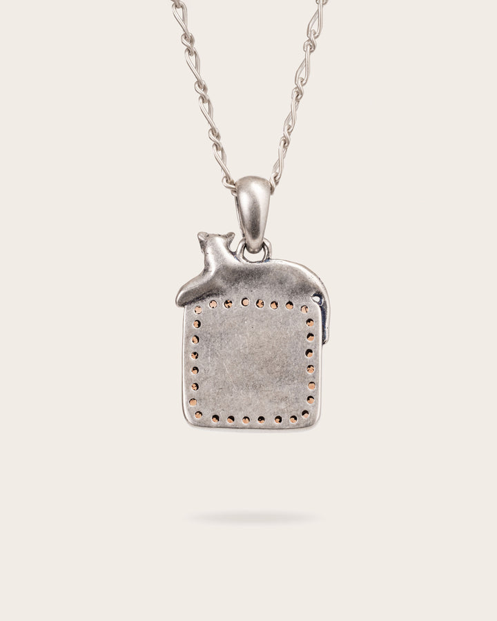 BLUE & RED LEOPARD GEMSTONE PENDANT IN SILVER