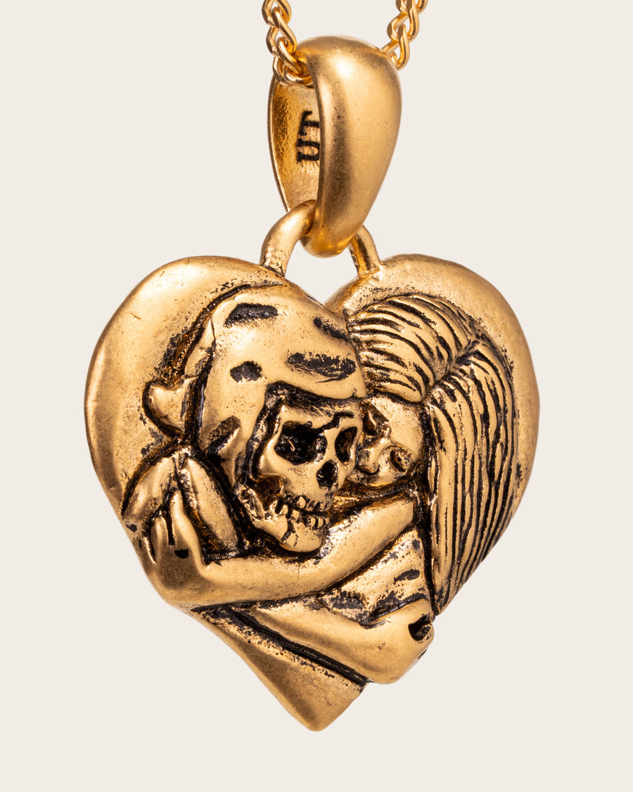 GRIMP REAPER HEART PENDANT IN GOLD