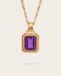 PURPLE SQUARE PENDANT IN GOLD