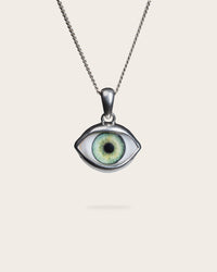 GREEN EYE PENDANT IN SILVER