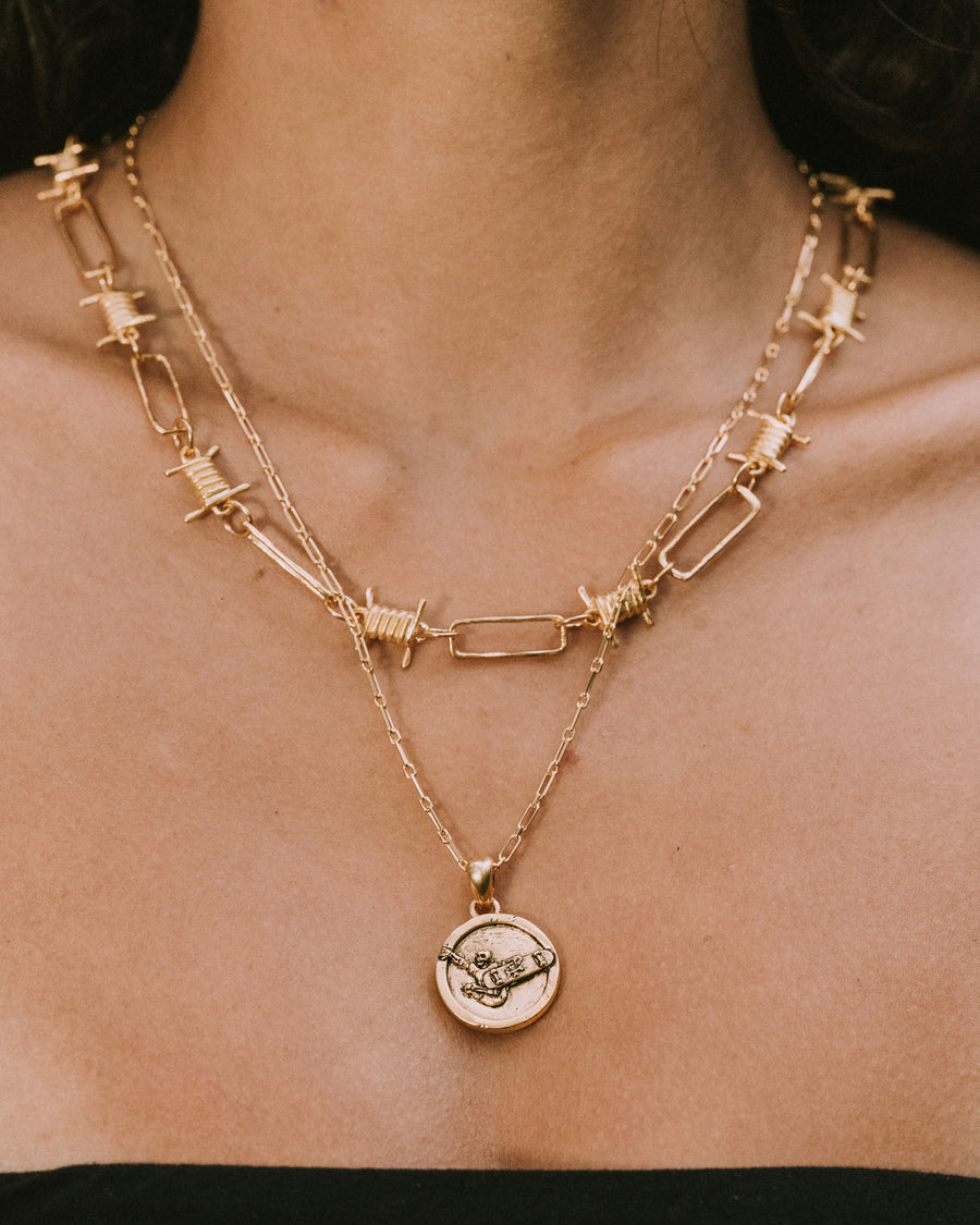 BARB WIRE NECKCHAIN IN GOLD