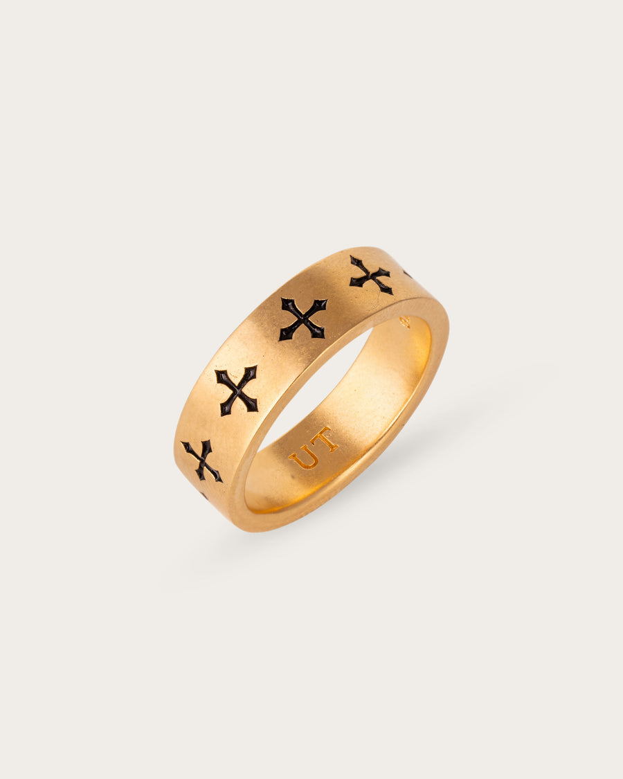 CROSS BAND RING IN GOLD
