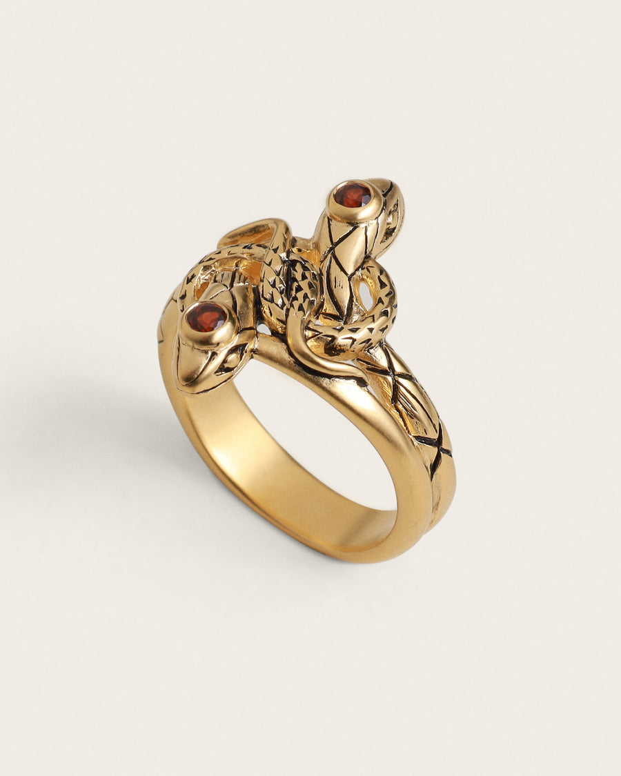 SNAKE GEMSTONE RING IN GOLD