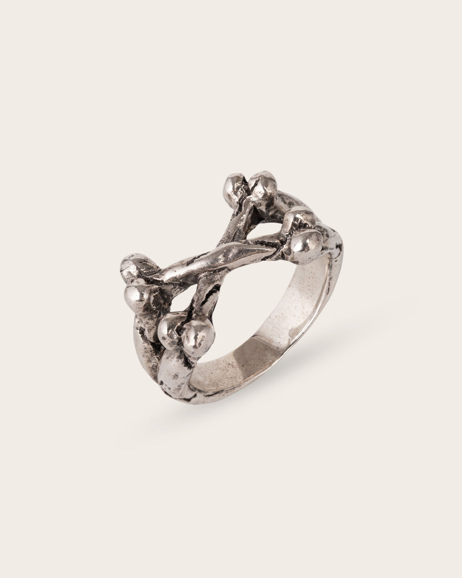 BONE RING IN SILVER