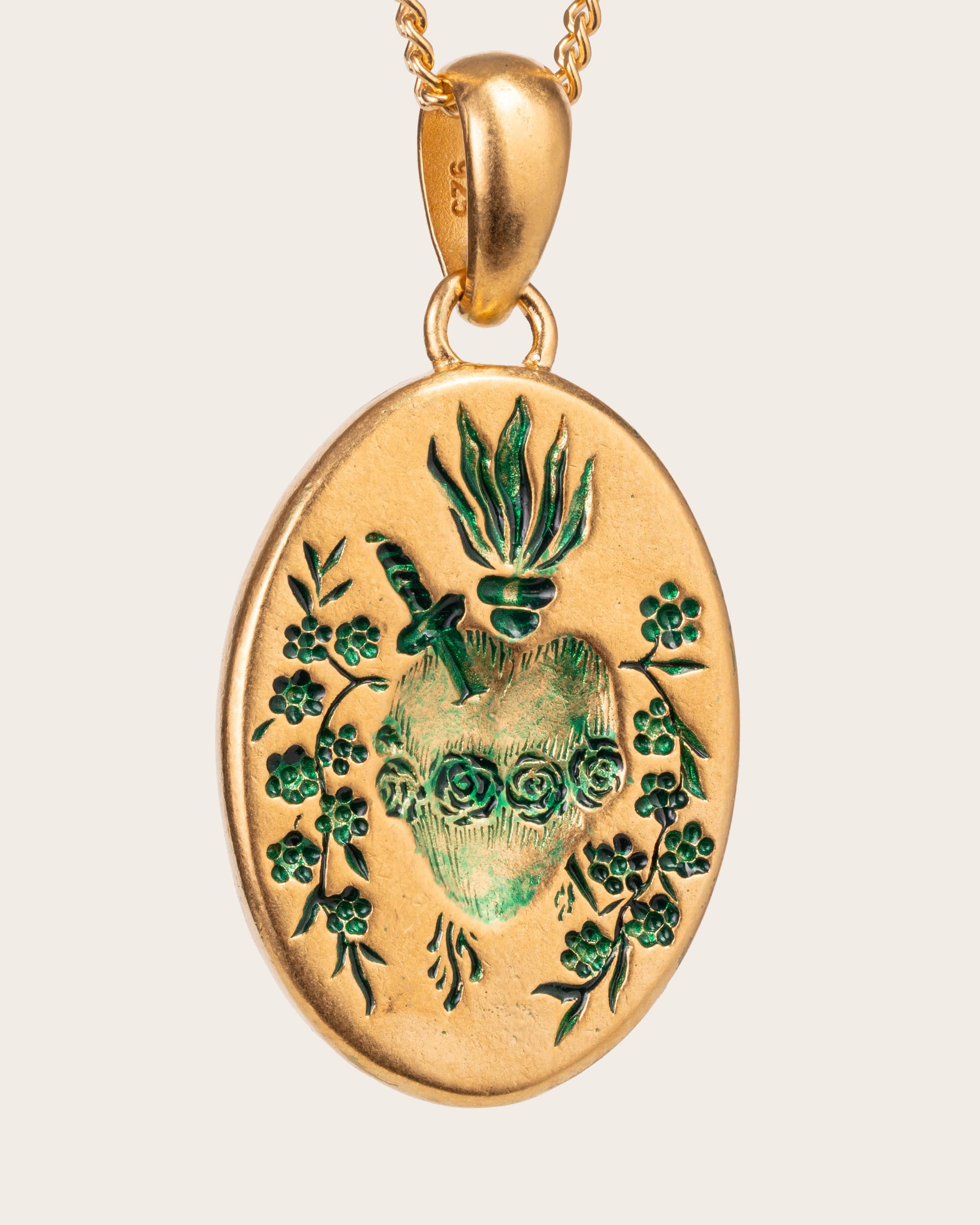 GREEN HEART PENDANT IN GOLD