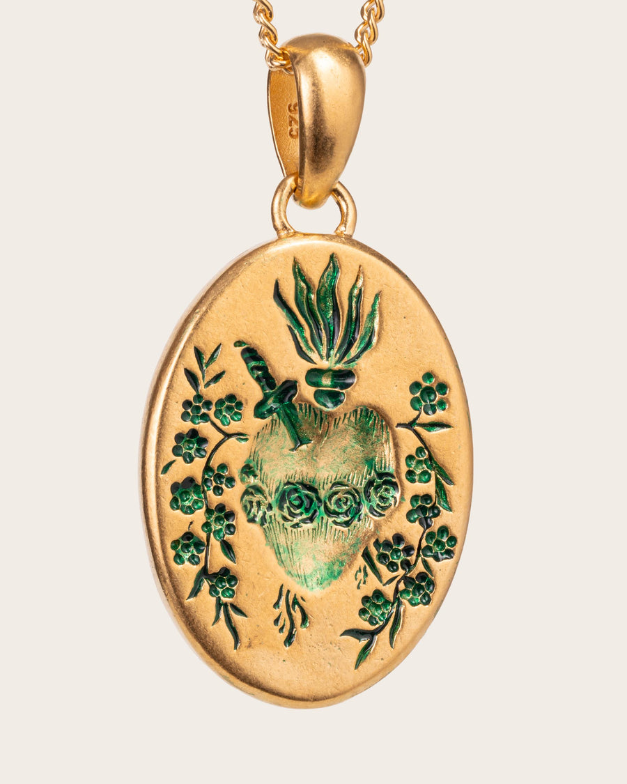 GREEN HEART PENDANT IN GOLD