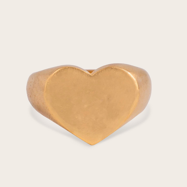 Vintage Heart Signet Ring In Gold