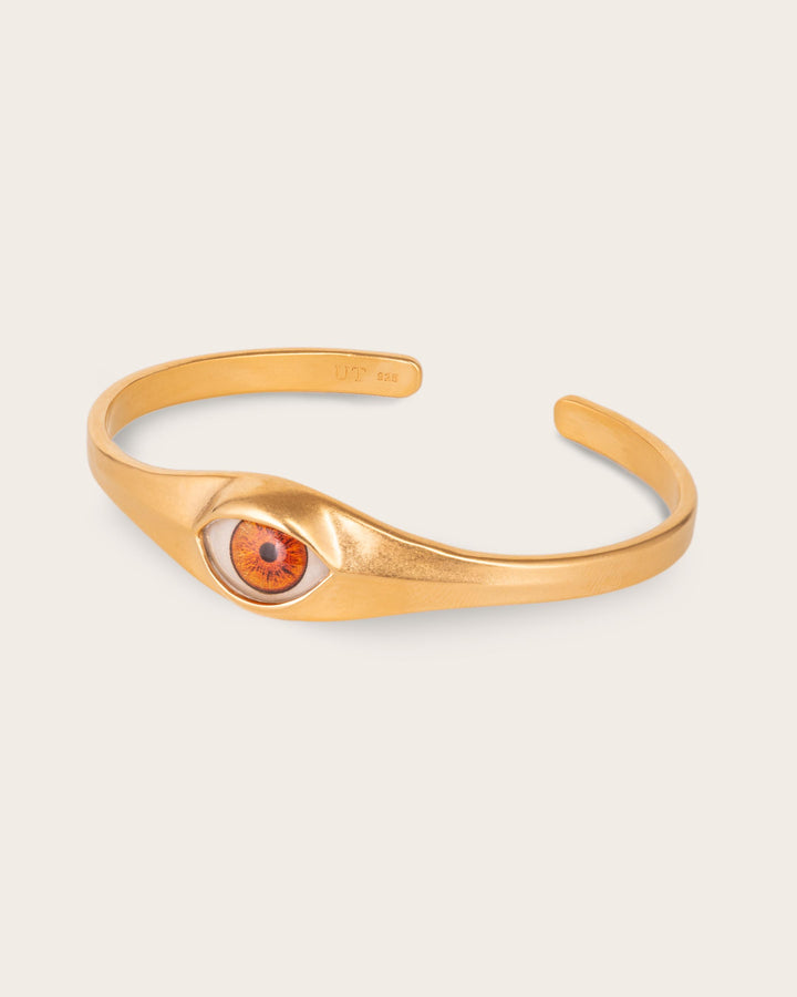 BROWN EYE CUFF IN GOLD