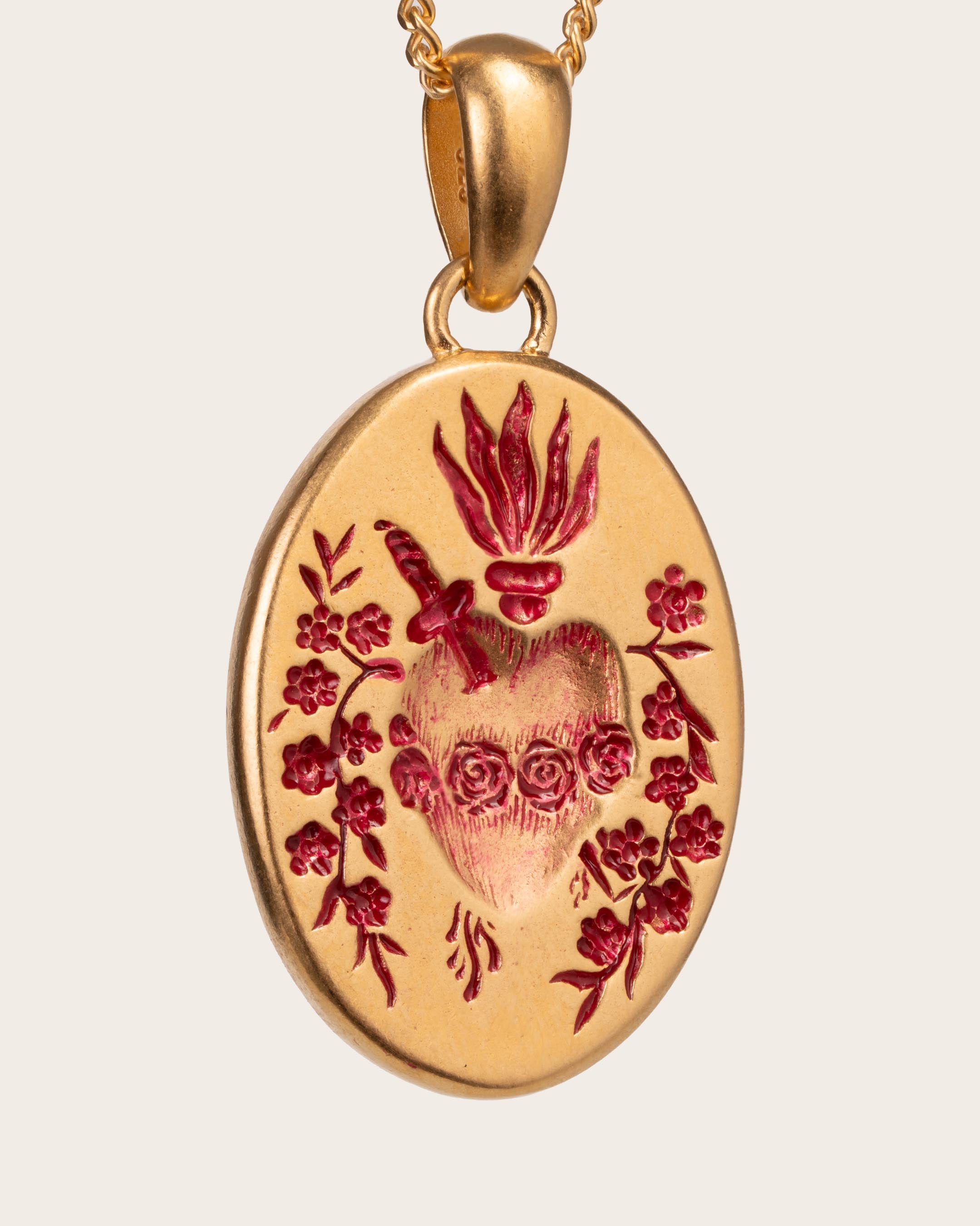 PINK HEART PENDANT IN GOLD