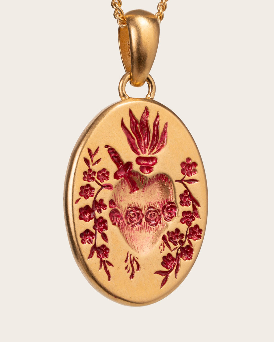 PINK HEART PENDANT IN GOLD