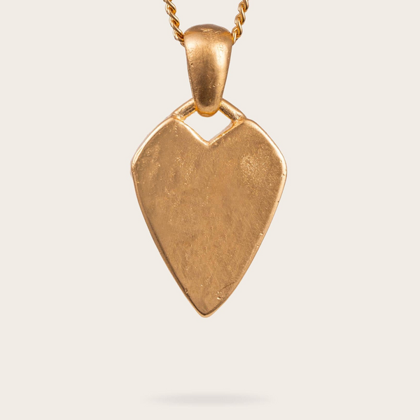 Vintage Sharp Heart Tag Pendant In Gold