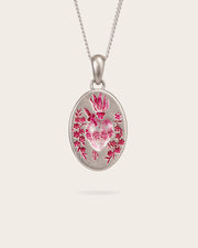 PINK HEART PENDANT IN SILVER