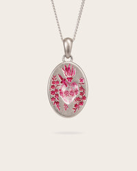 PINK HEART PENDANT IN SILVER