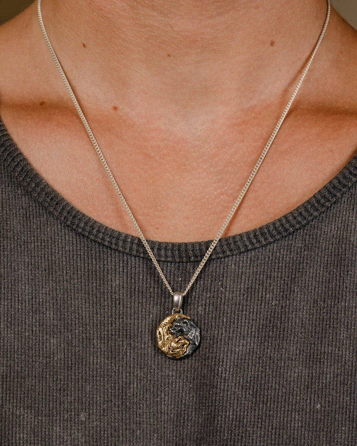 YIN-YANG TIGER NECKLACE IN GOLD & SILVER