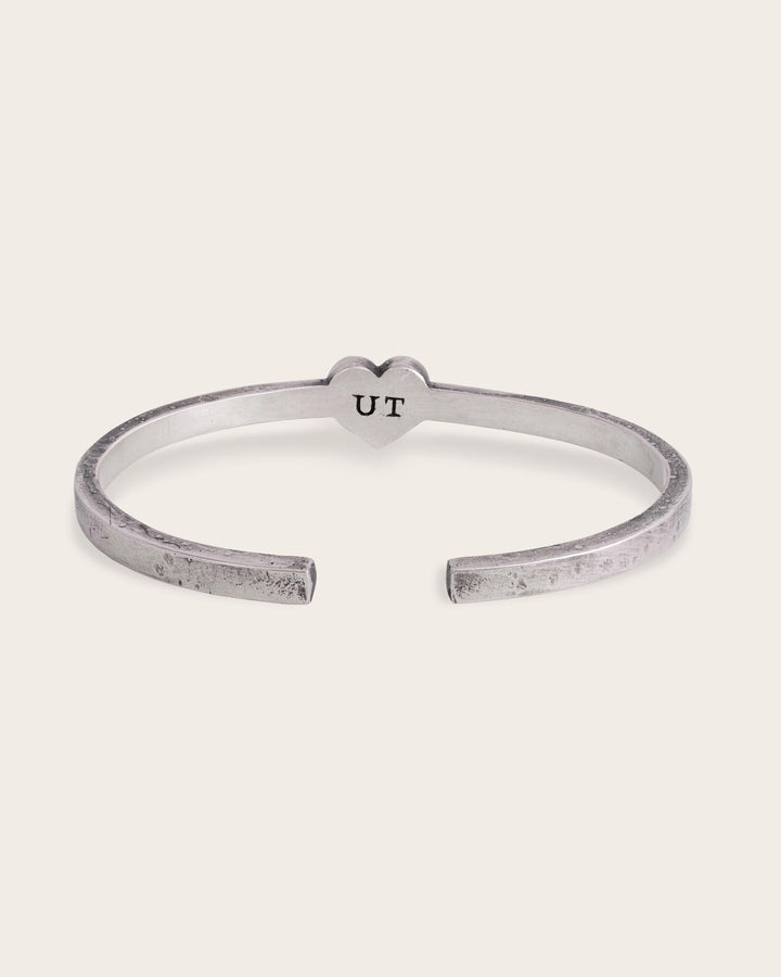 Vintage Heart Cuff In Silver