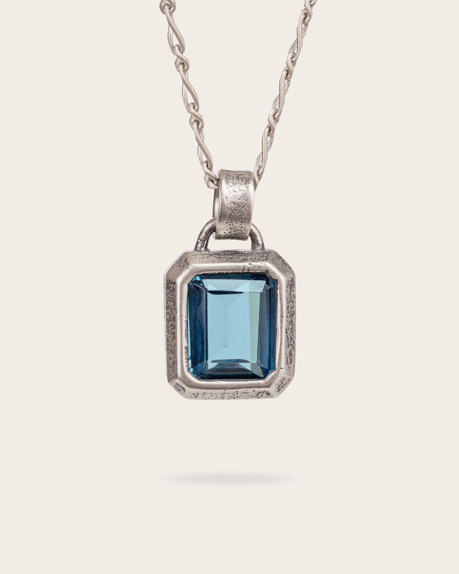 ICE BLUE GEMSTONE PENDANT IN SILVER