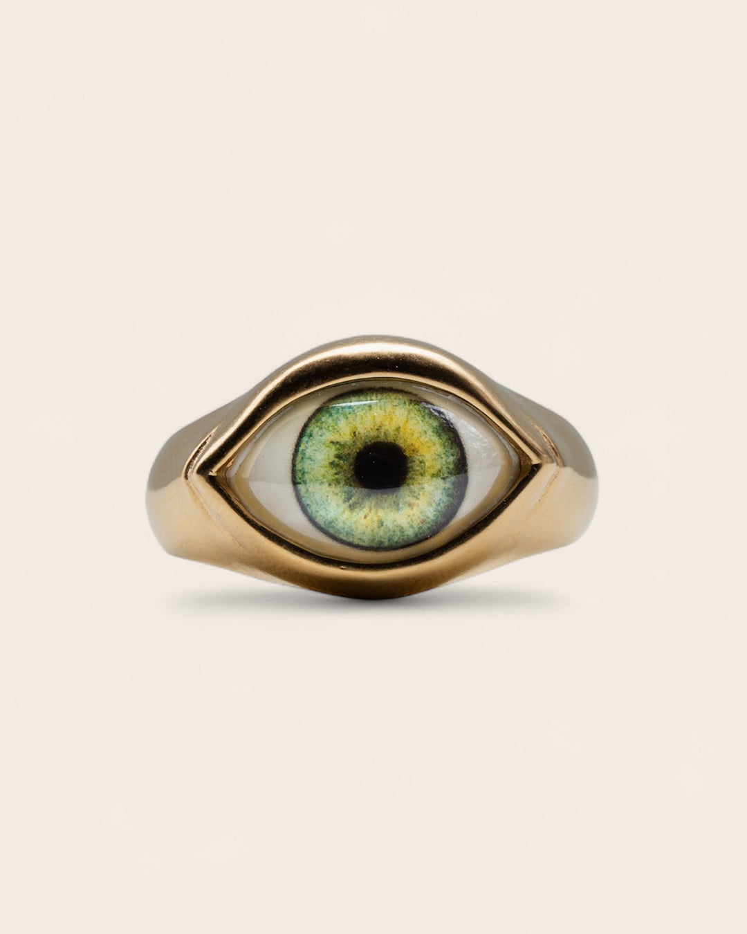 GREEN EYE RING IN GOLD
