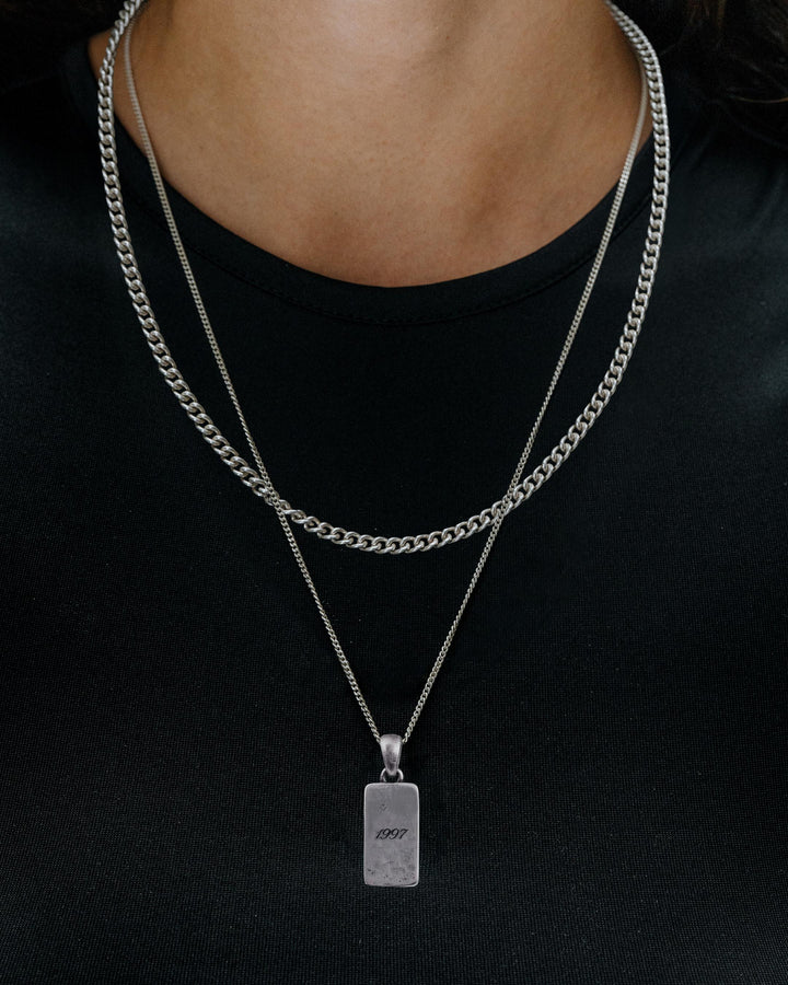 Vintage Tag Pendant In Silver