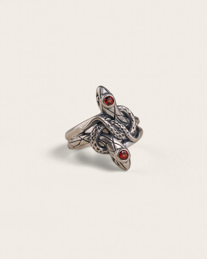 SNAKE GEMSTONE RING IN SILVER