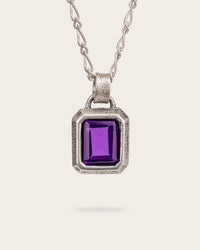 PURPLE SQUARE PENDANT IN SILVER
