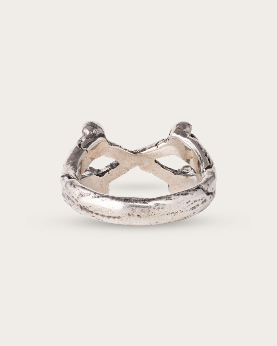 BONE RING IN SILVER