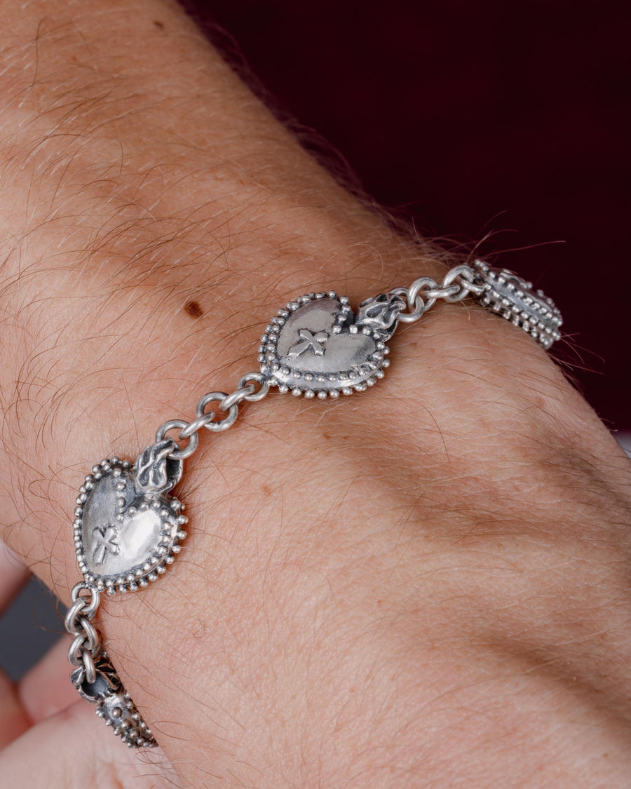 FIREHEART CURB BRACELET IN SILVER