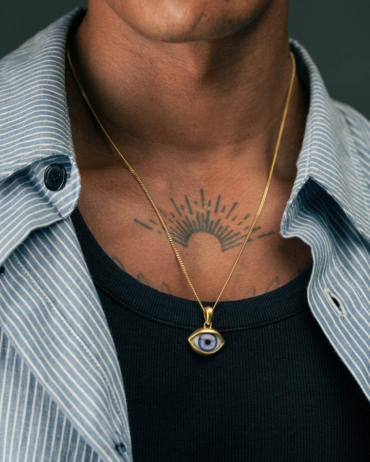BLUE EYE PENDANT IN GOLD
