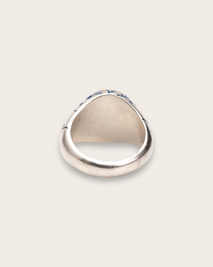 BLUE HEART LOVERS SIGNET RING IN SILVER