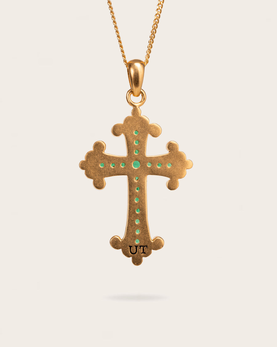 EMERALD CROSS PENDANT IN GOLD