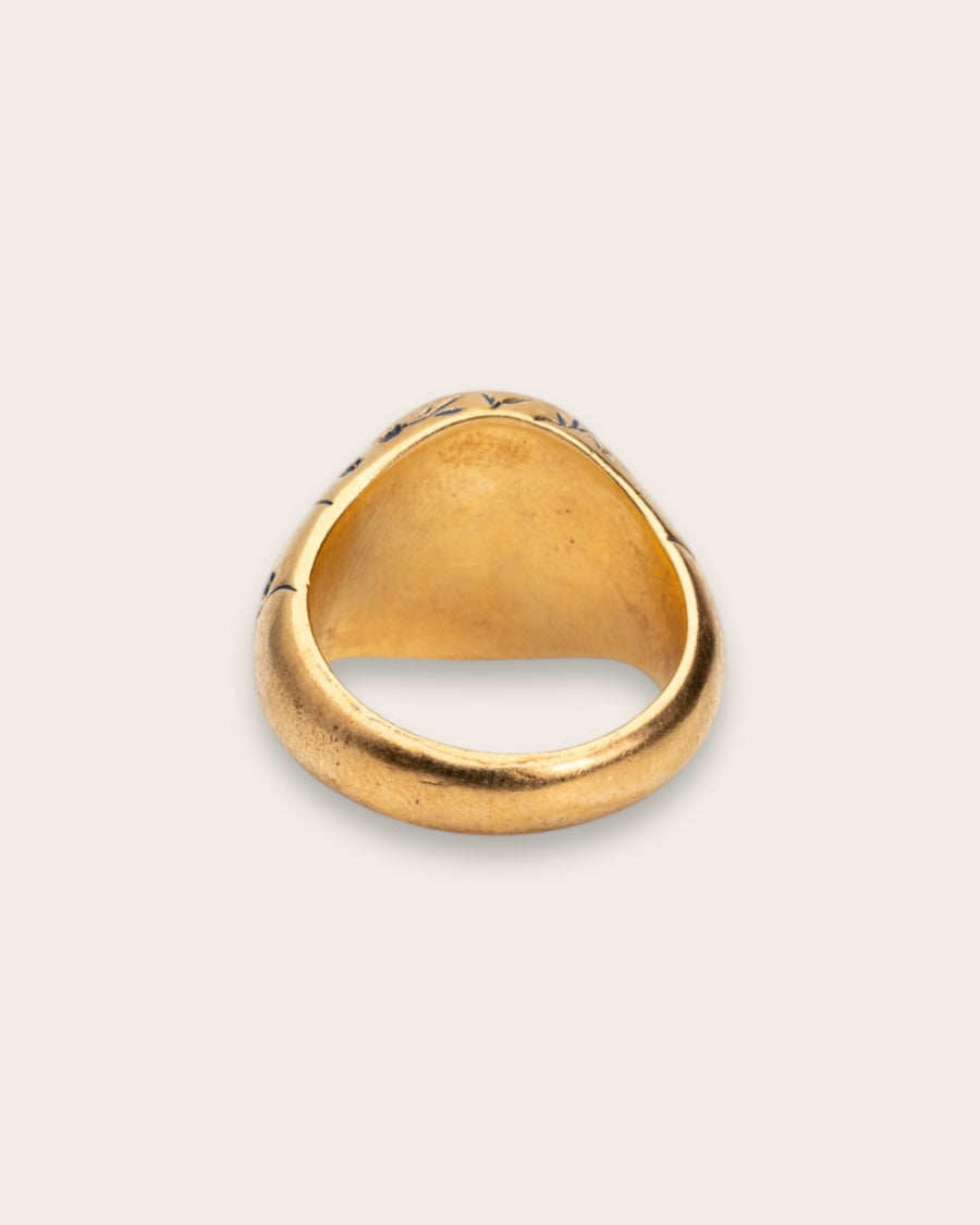 BLUE HEART LOVERS SIGNET RING IN GOLD