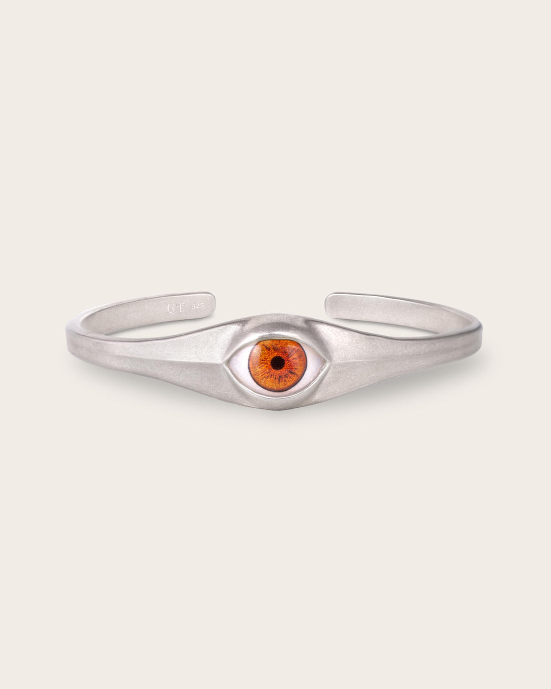 BROWN EYE CUFF IN SILVER