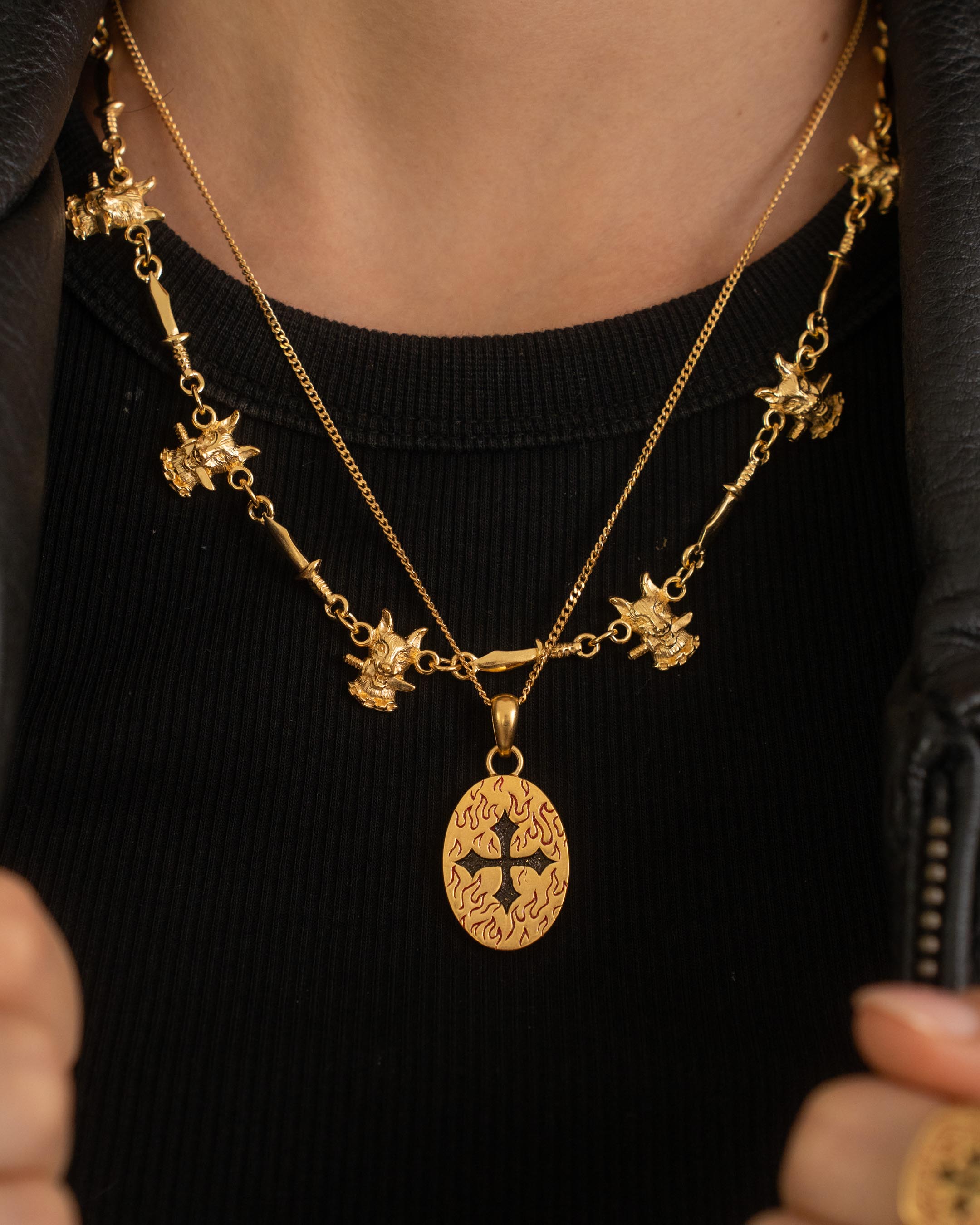 CROSS FIRE PENDANT IN GOLD