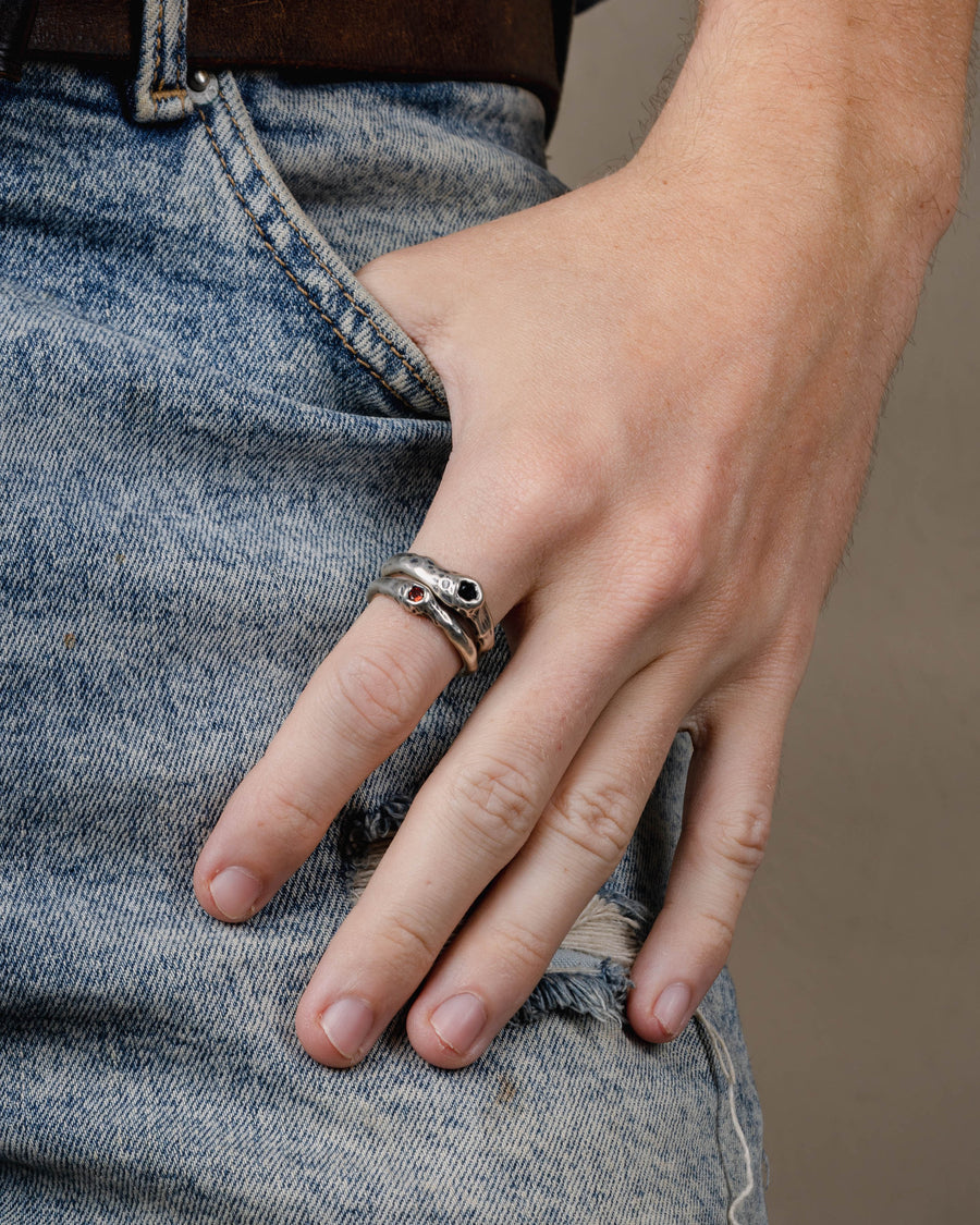 BALI DUO GEMSTONES RING IN SILVER