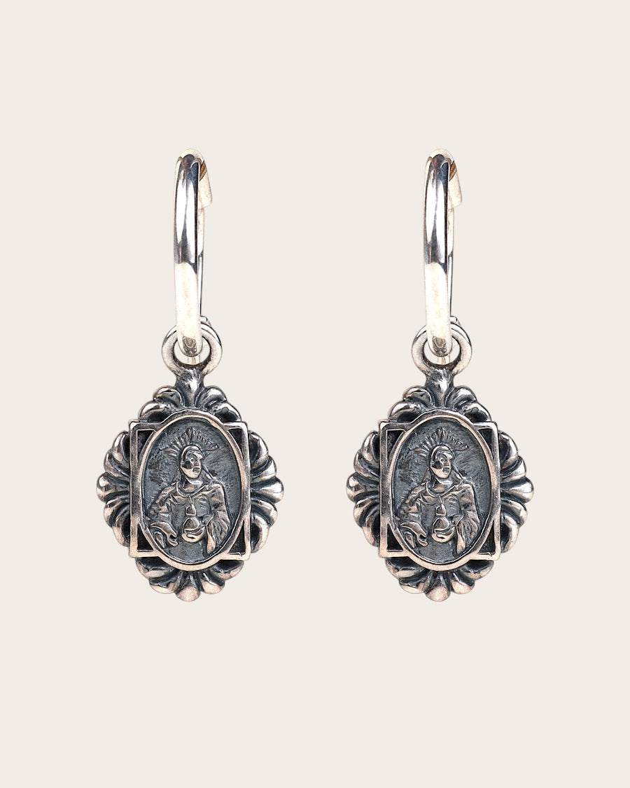 VIRGIN MARY EARRINGS IN SILVER