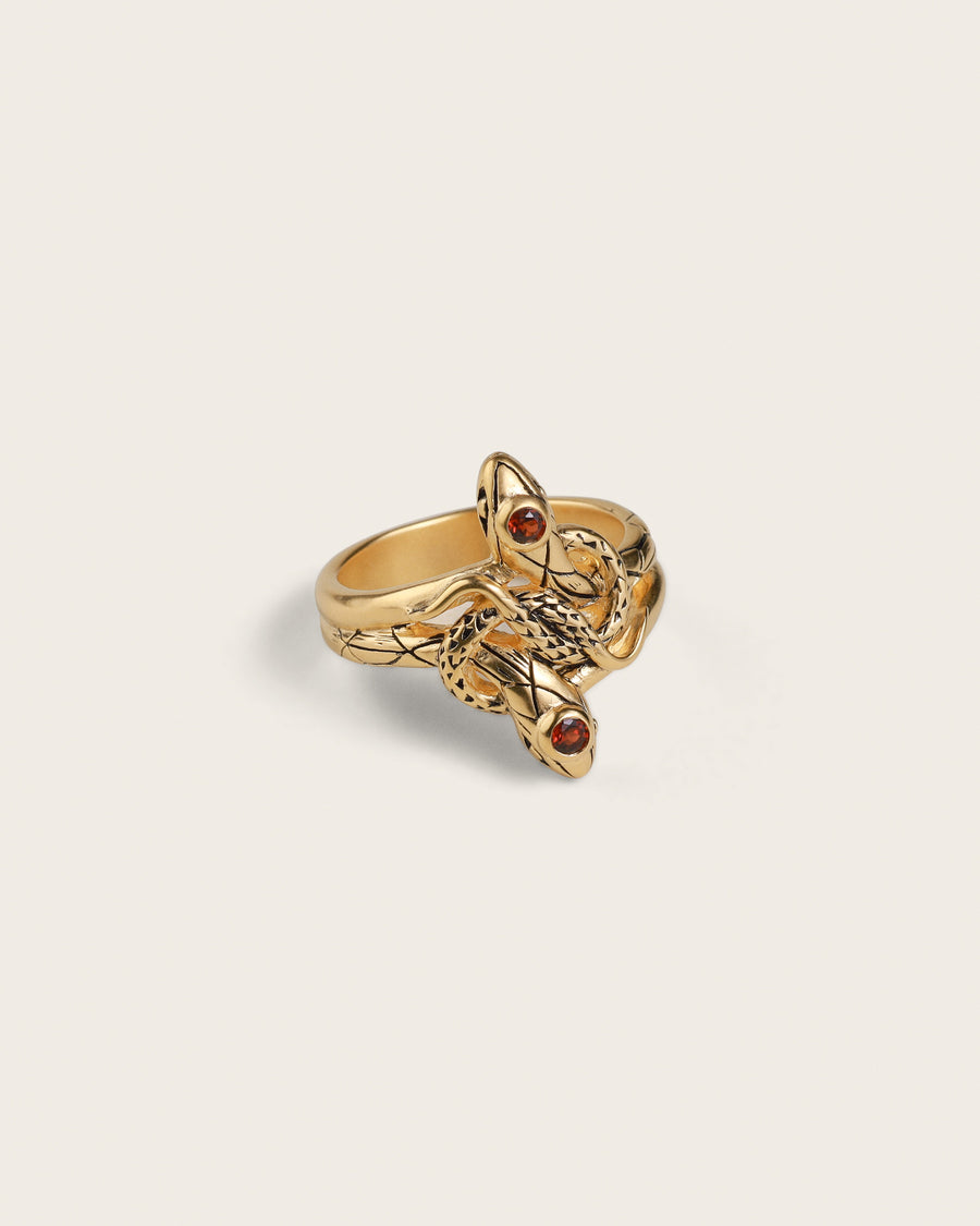 SNAKE GEMSTONE RING IN GOLD