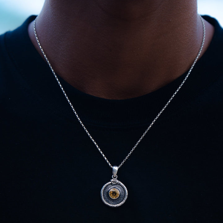 SNAKE GEMSTONE PENDANT IN SILVER