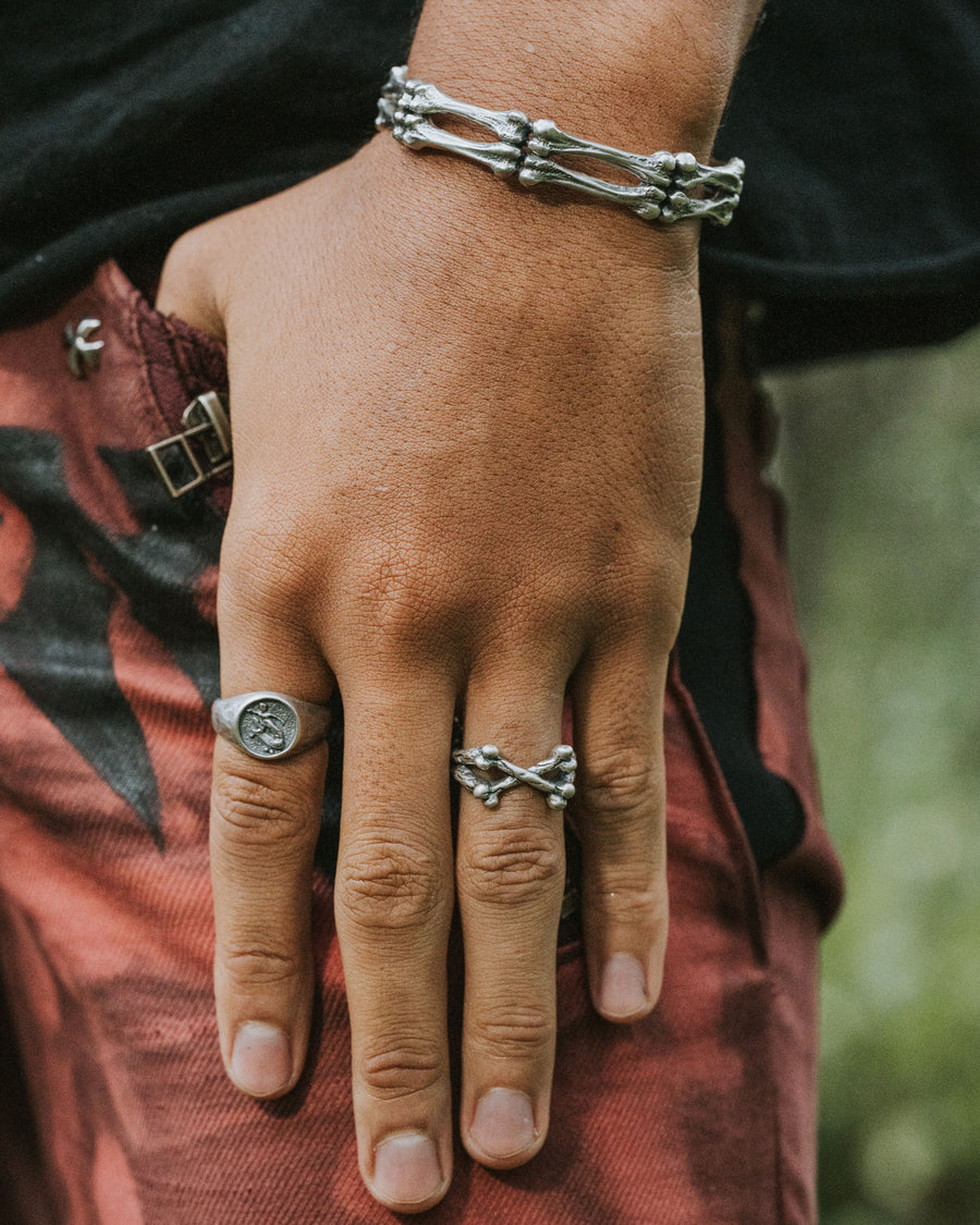 BONE CUFF IN SILVER